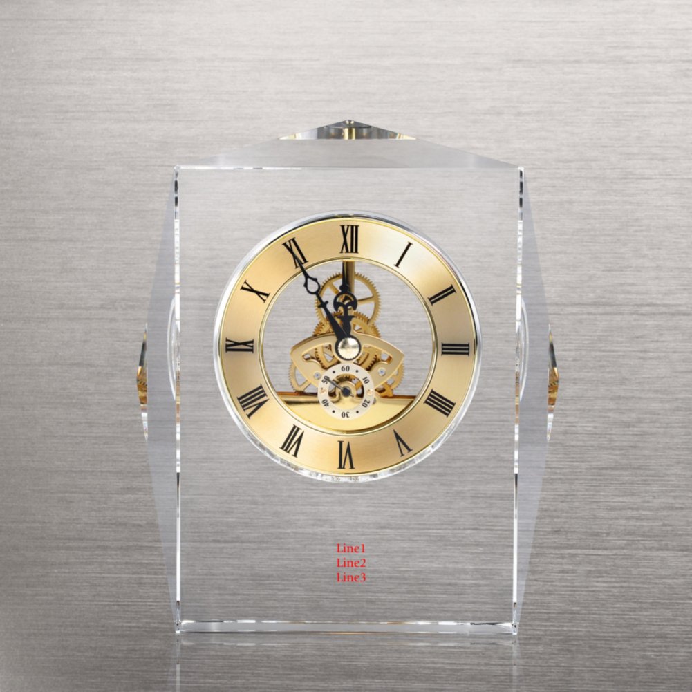 Executive Crystal Skeleton Clock - Gold