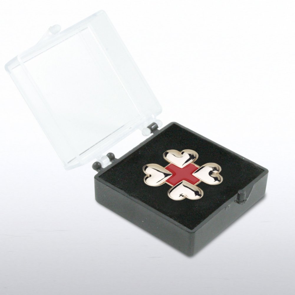 Lapel Pin - Cross Hearts BOX
