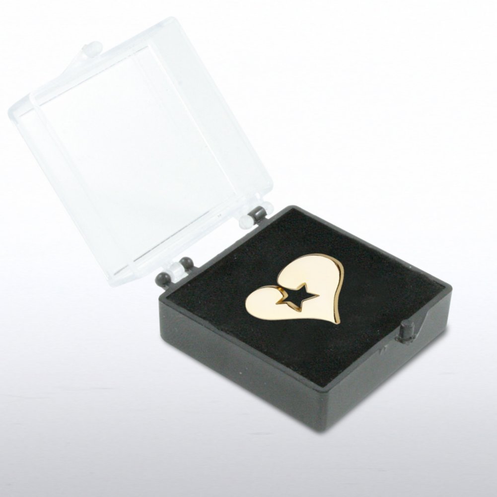 Lapel Pin - Heart Stamped Star BOX