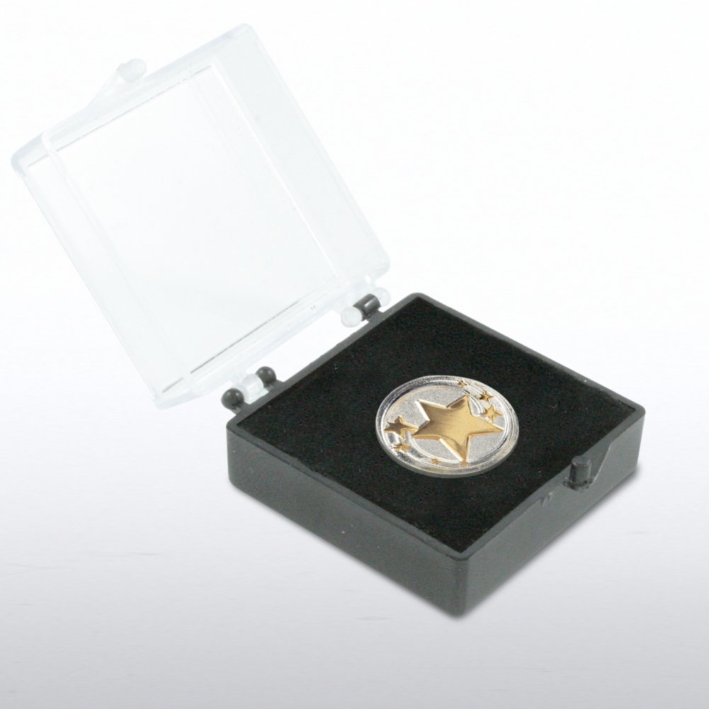 Lapel Pin - Shooting Stars Round BOX