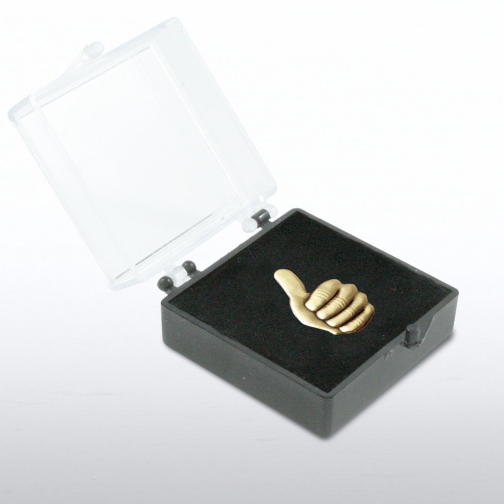 Lapel Pin - Thumbs Up - Brass BOX