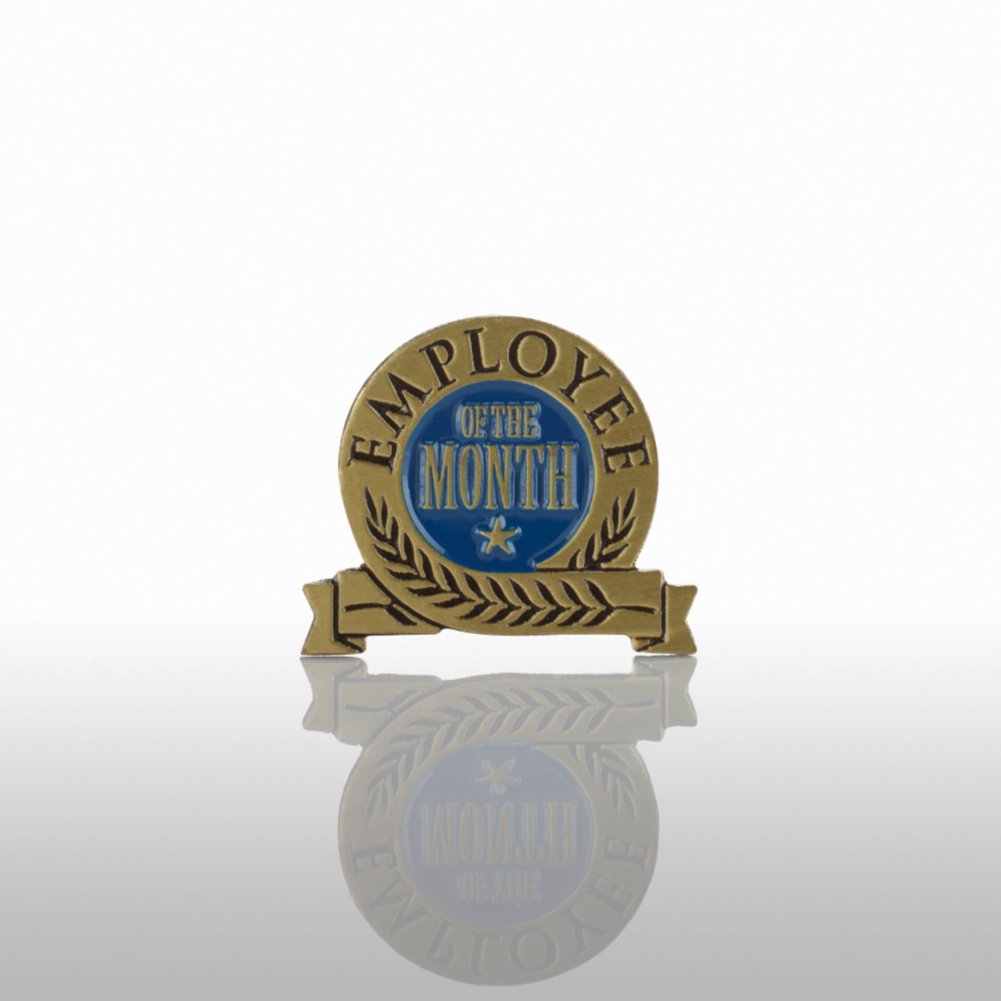 Lapel Pin - Employee of the Month - Blue Laurel