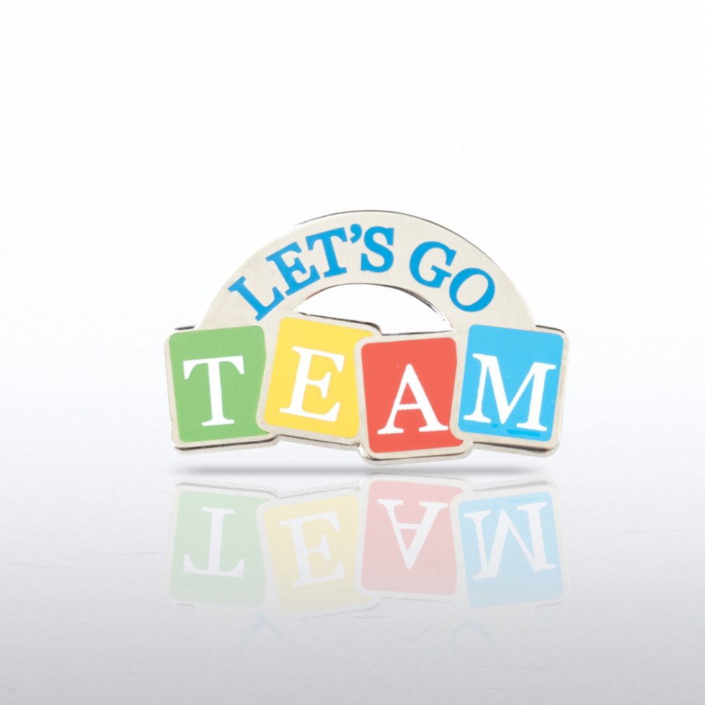 Lapel Pin - Let's Go Team - Blocks