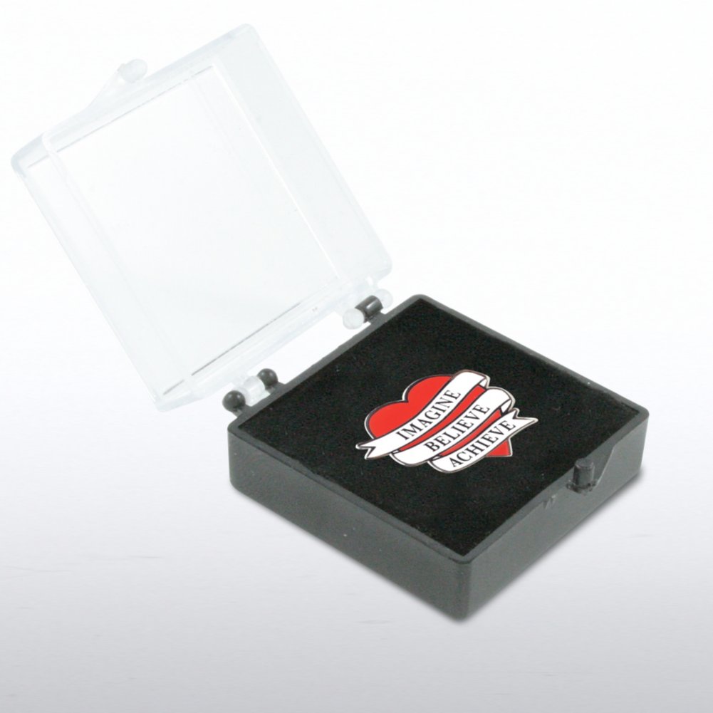 Lapel Pin - Heart - Imagine, Believe, Achieve BOX