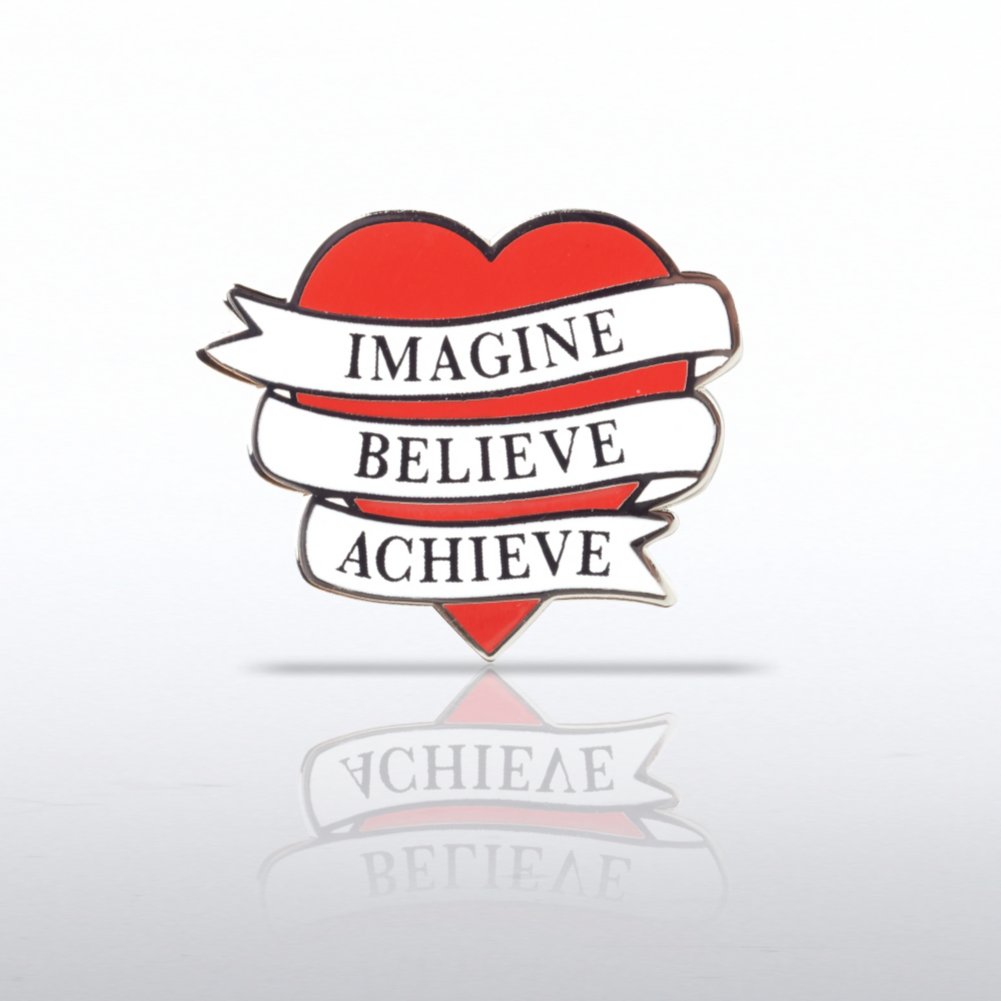 Lapel Pin - Heart - Imagine, Believe, Achieve