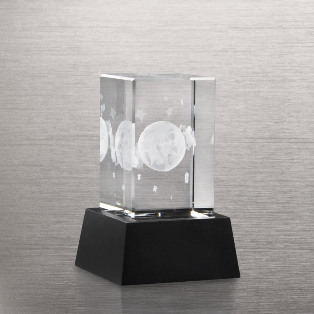 3-D Crystal Trophy - You Make a World of Difference SIDE