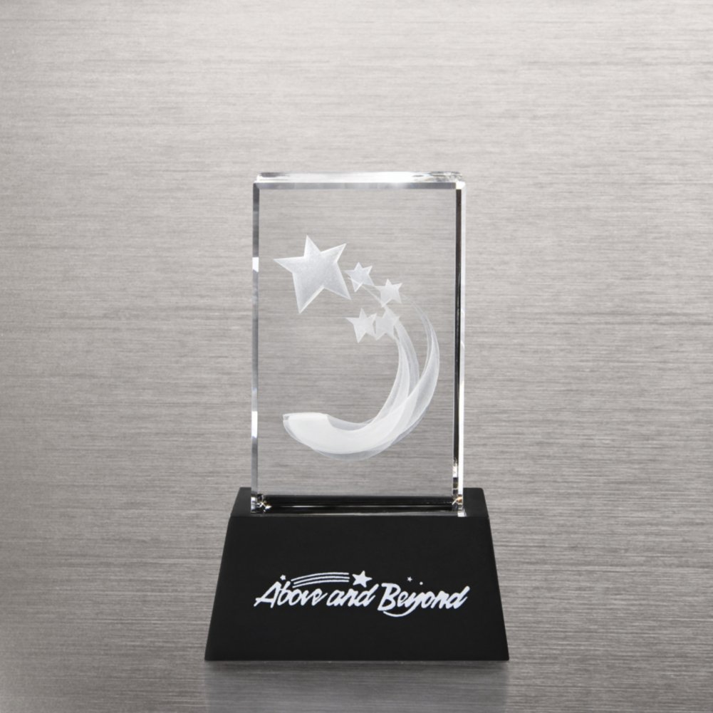 3-D Crystal Trophy - Above and Beyond BACK