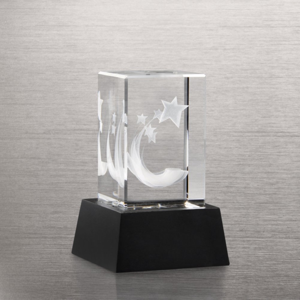3-D Crystal Trophy - Above and Beyond SIDE