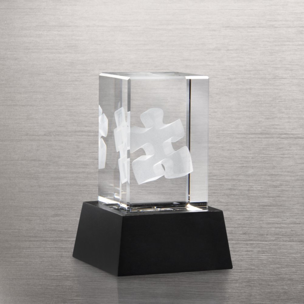 3-D Crystal Trophy - Essential Piece SIDE