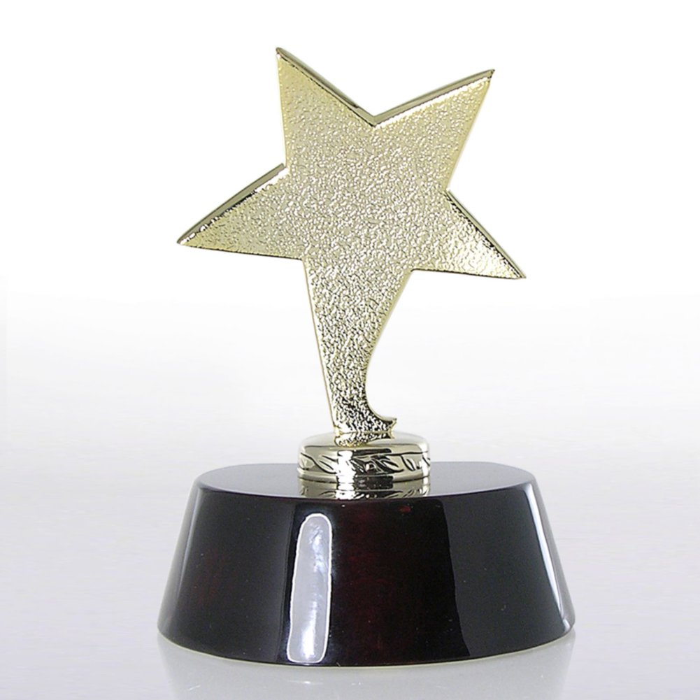 Shining Star Trophy - Wood Base with Gold Star BACK