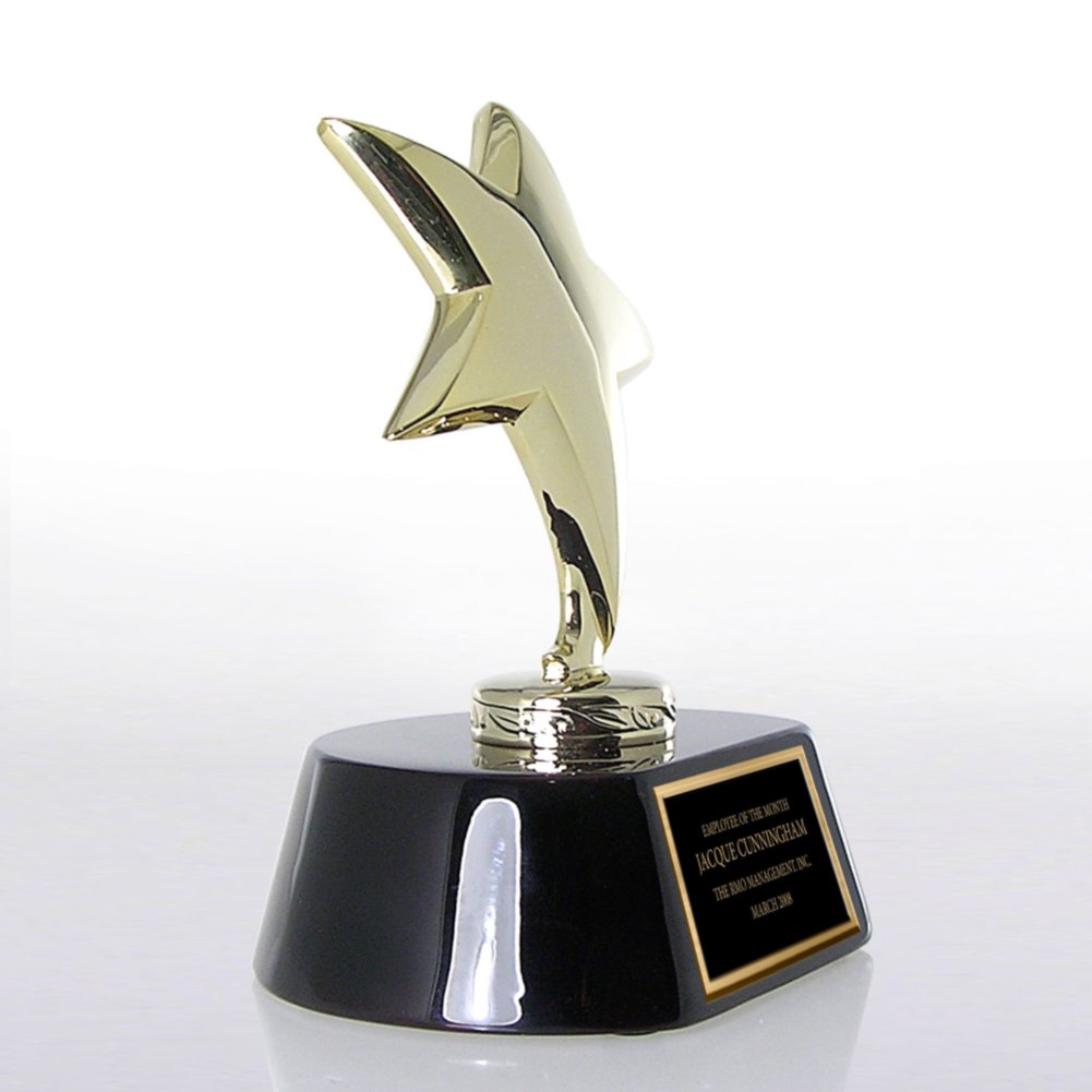 Shining Star Trophy - Wood Base with Gold Star SIDE