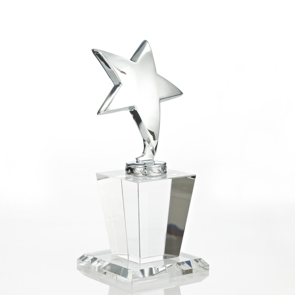 Shining Star Trophy - Crystal Base with Silver Star SIDE