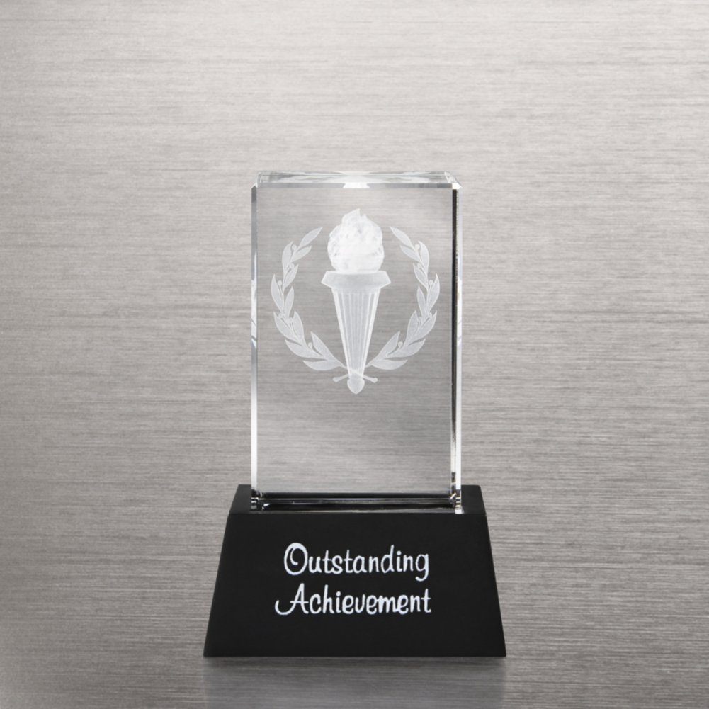 3-D Crystal Trophy - Torch: Outstanding Achievement BACK