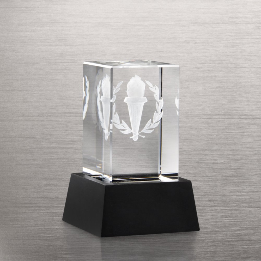 3-D Crystal Trophy - Torch: Outstanding Achievement SIDE