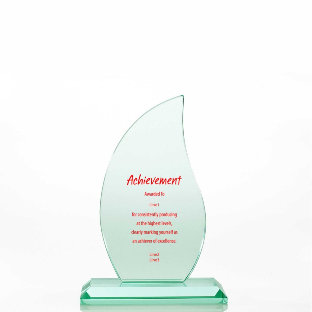 Premium Jade Glass Trophy - Flame Small