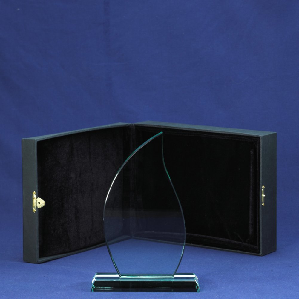 Premium Jade Glass Trophy - Flame - Large BOX