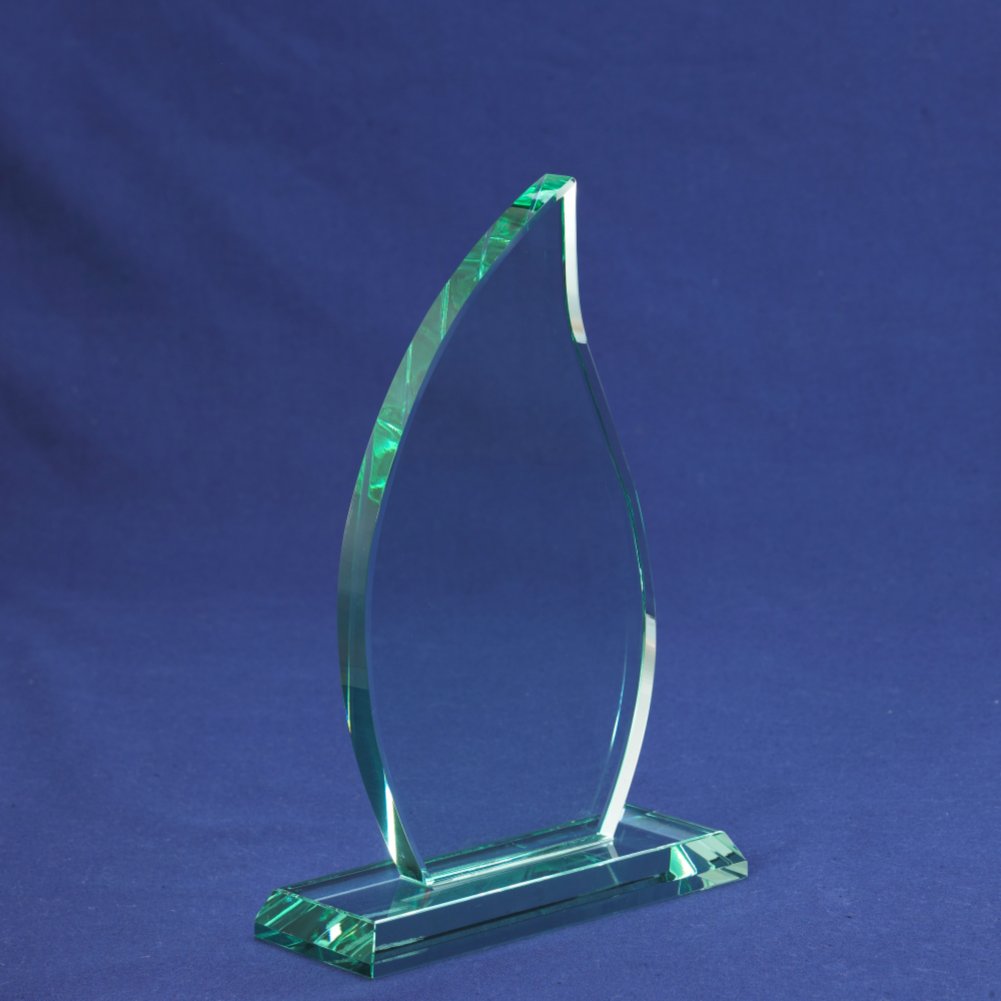 Premium Jade Glass Trophy - Flame - Large SIDE