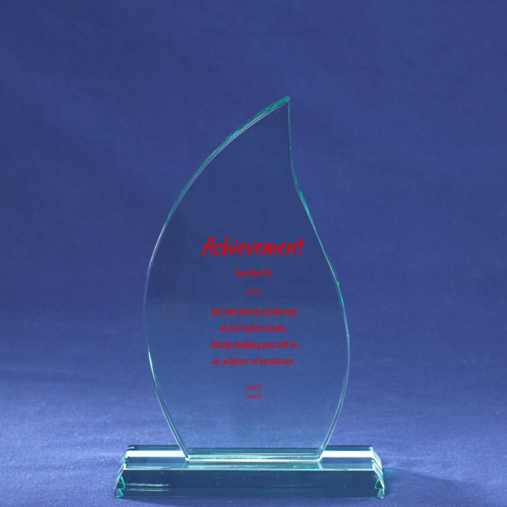 Premium Jade Glass Trophy - Flame - Large