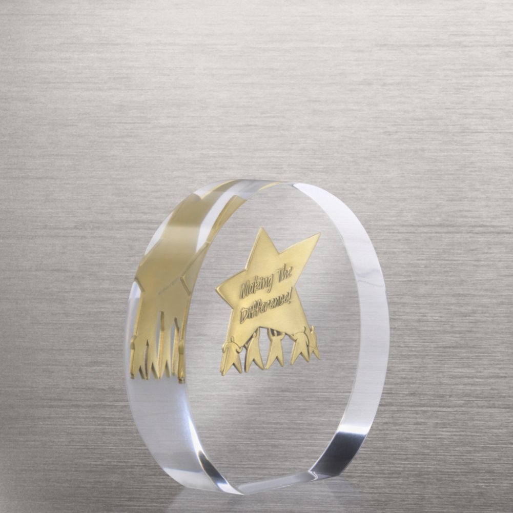Embedded Medallion Trophy - Making the Difference Star SIDE