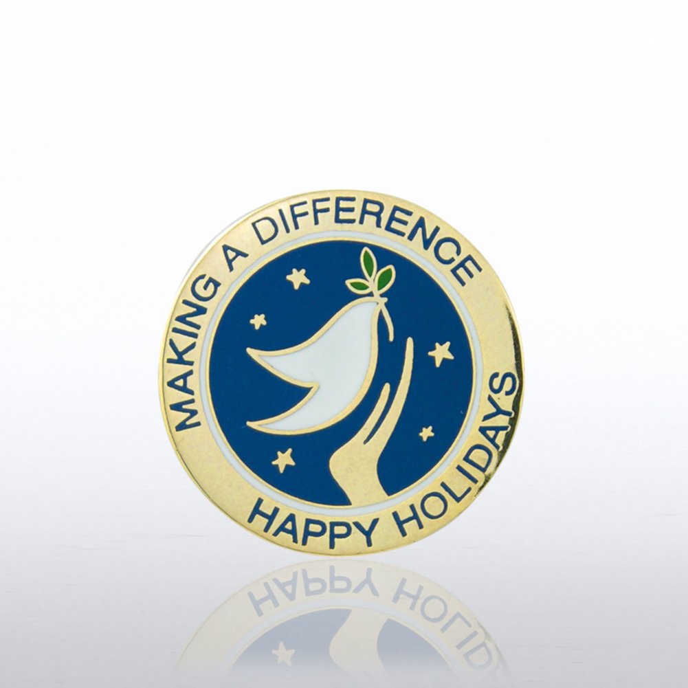 Lapel Pin - Making a Difference Happy Holidays Dove