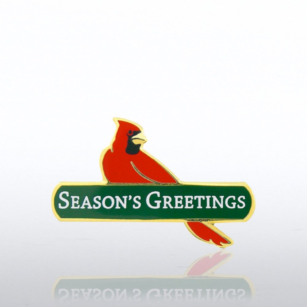 Lapel Pin - Seasons Greetings Cardinal