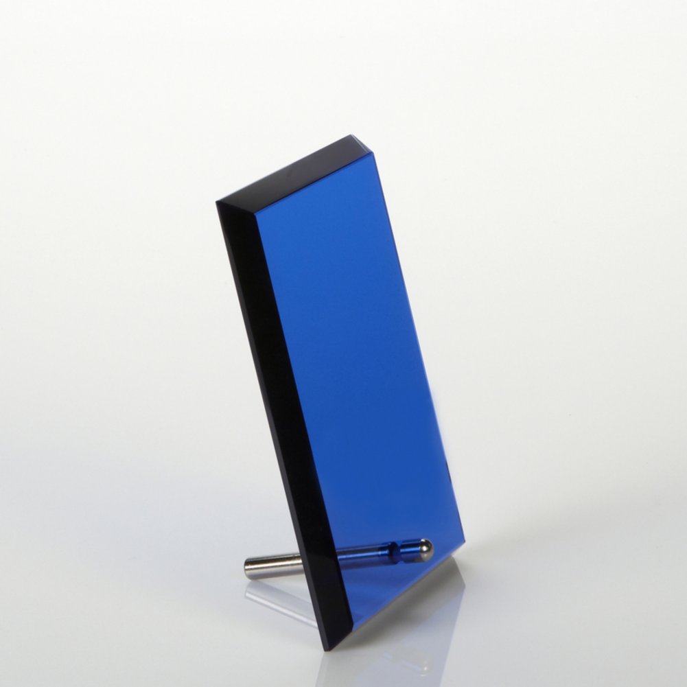 Mini Glass Award Plaque - Blue SIDE