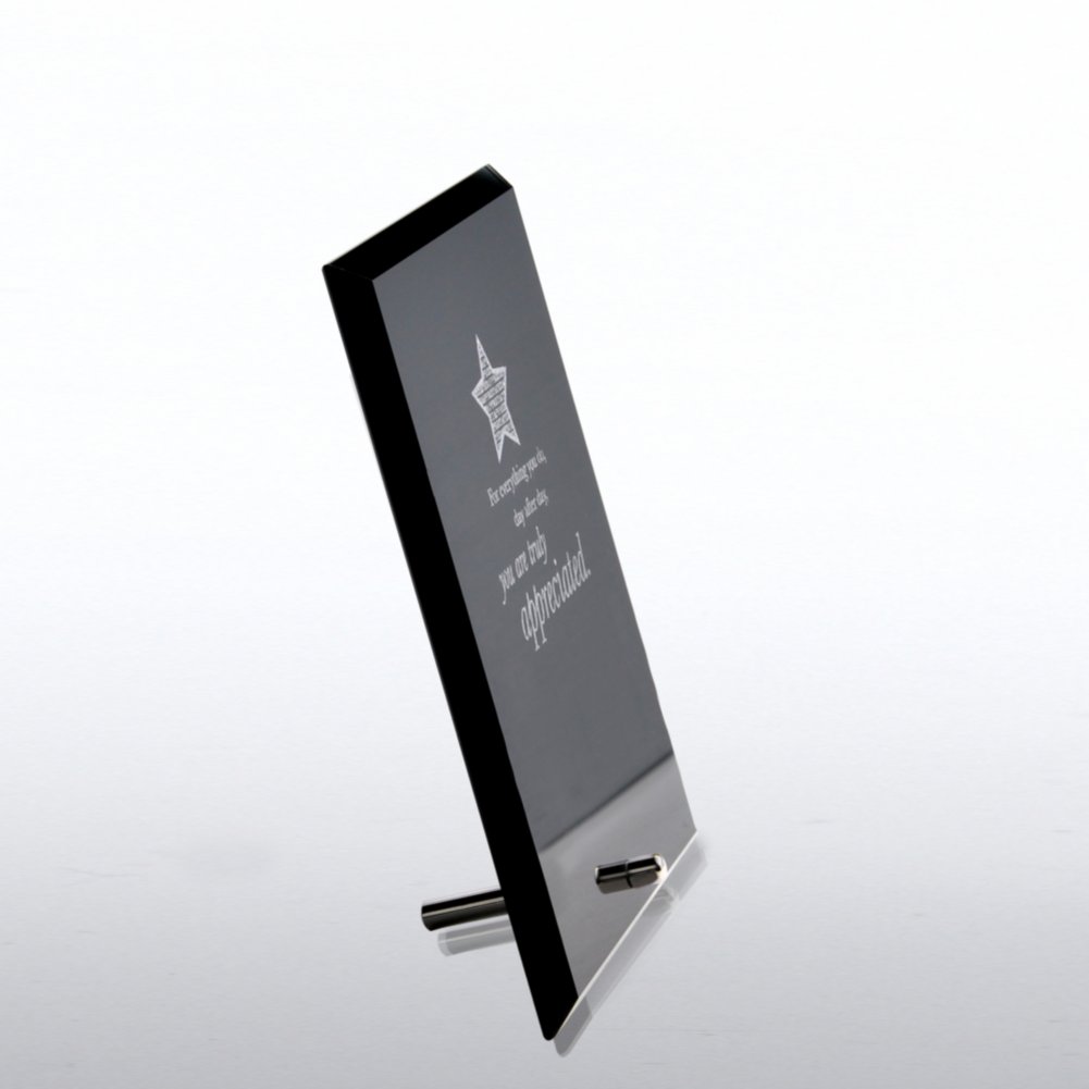 Glass Award Character Plaque - Black SIDE