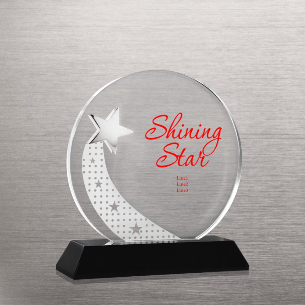 Elite Black Accent Crystal Trophy - Silver Star