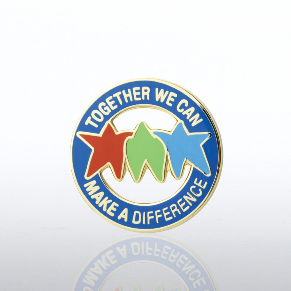 Lapel Pin - Together We Can Make a Difference - Stars Round