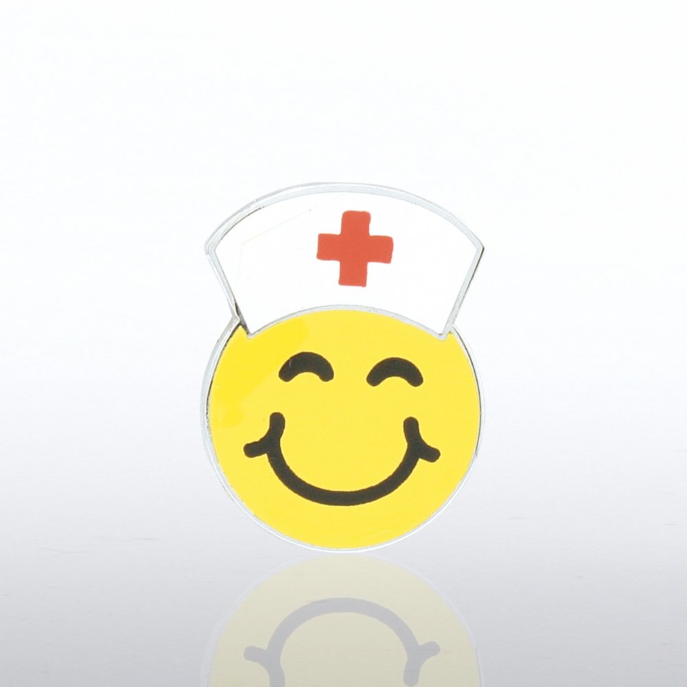 Lapel Pin - Smiley Face with Nurse Hat