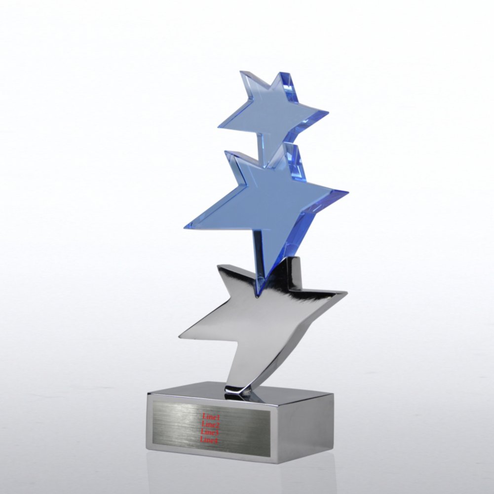 Crystal Sculpture Trophy - Trio of Stars