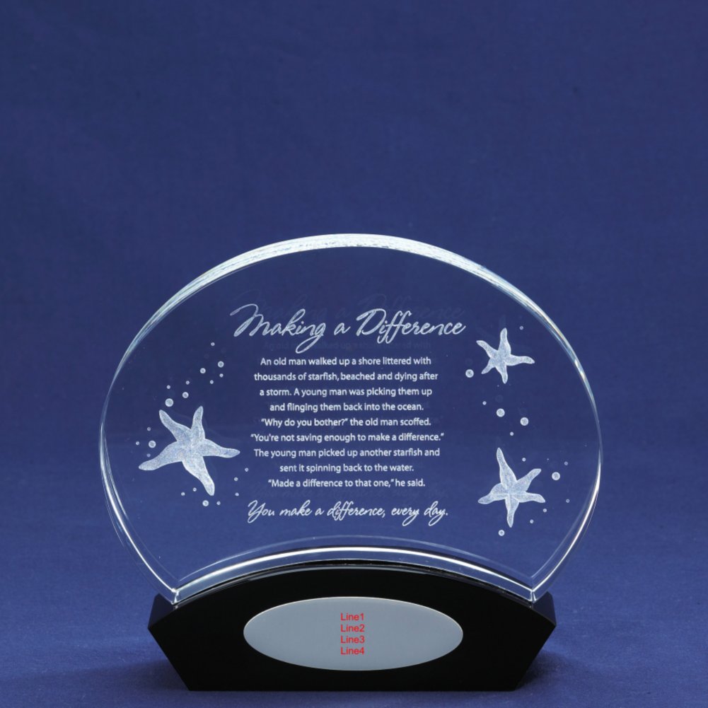 Elegant Crystal Trophy - Starfish: Making a Difference