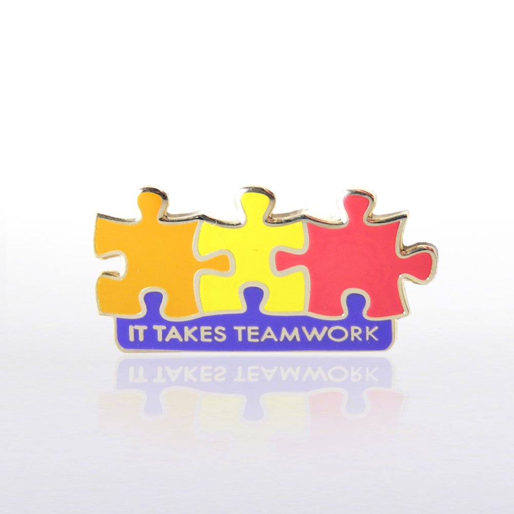 Lapel Pin - It Takes Teamwork - Multi Color