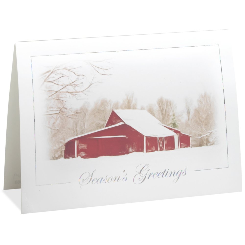 Holiday Greeting Card - Winter Farm Scene SIDE
