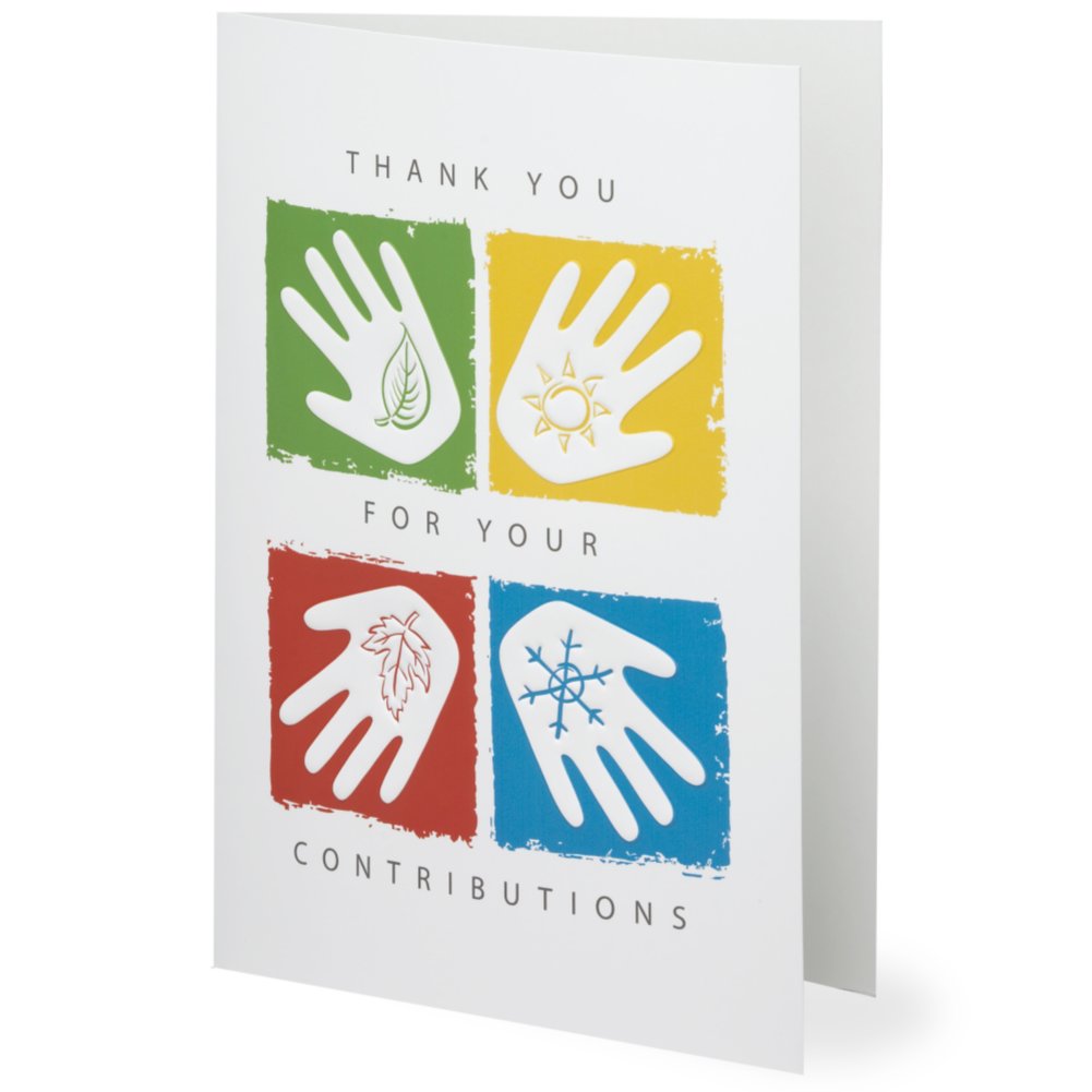 Holiday Greeting Card - Seasonal Hand Prints Thank You SIDE