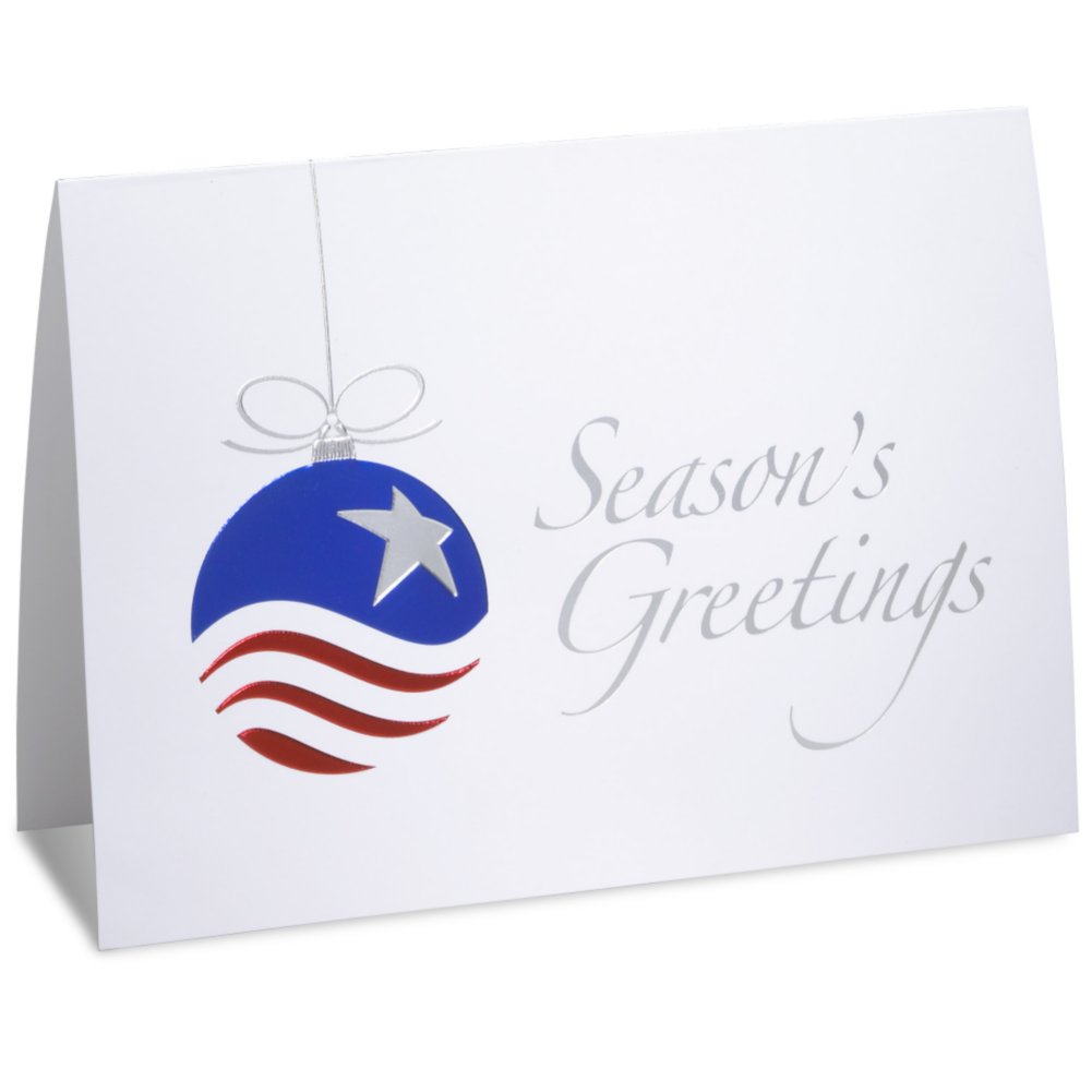 Holiday Greeting Card - Patriotic with Ornament SIDE