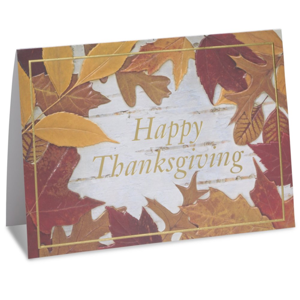 Holiday Greeting Card - Thanksgiving Leaf Collage SIDE