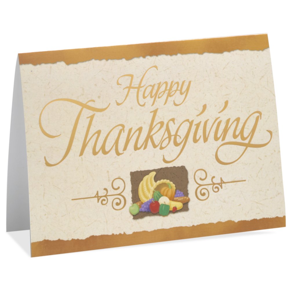 Holiday Greeting Card - Thanksgiving Cornucopia SIDE
