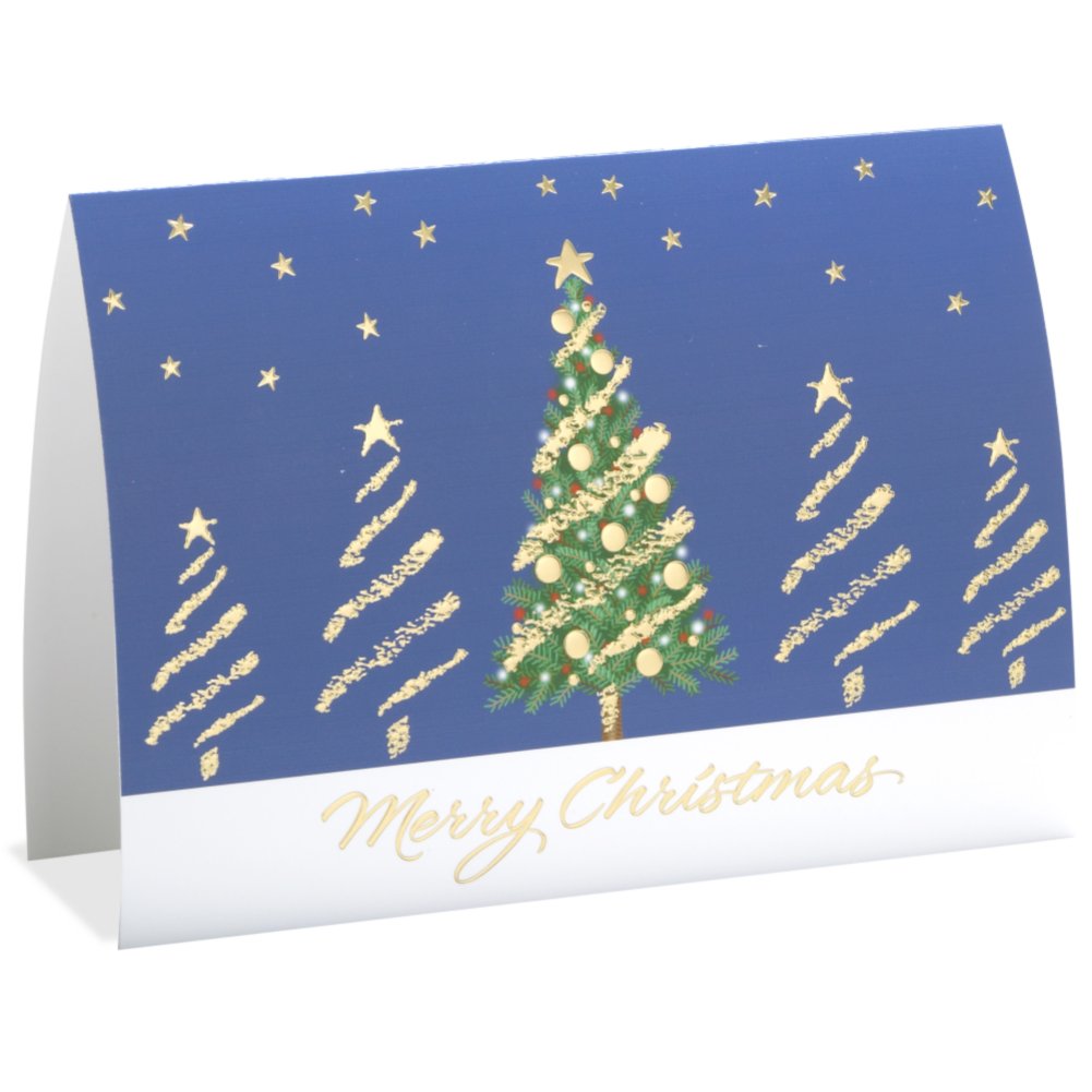 Holiday Greeting Card - Winter Treescape Merry Christmas SIDE