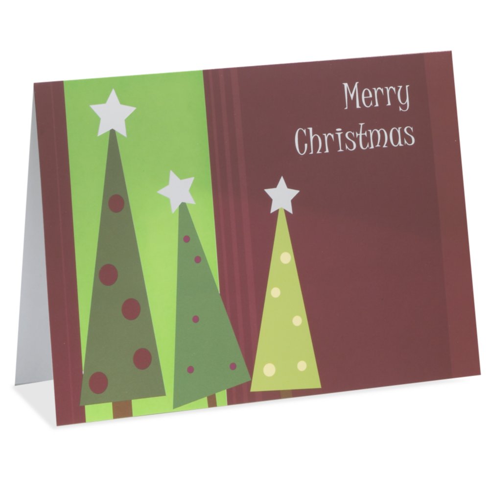 Holiday Greeting Card - Merry Christmas Three Trees SIDE