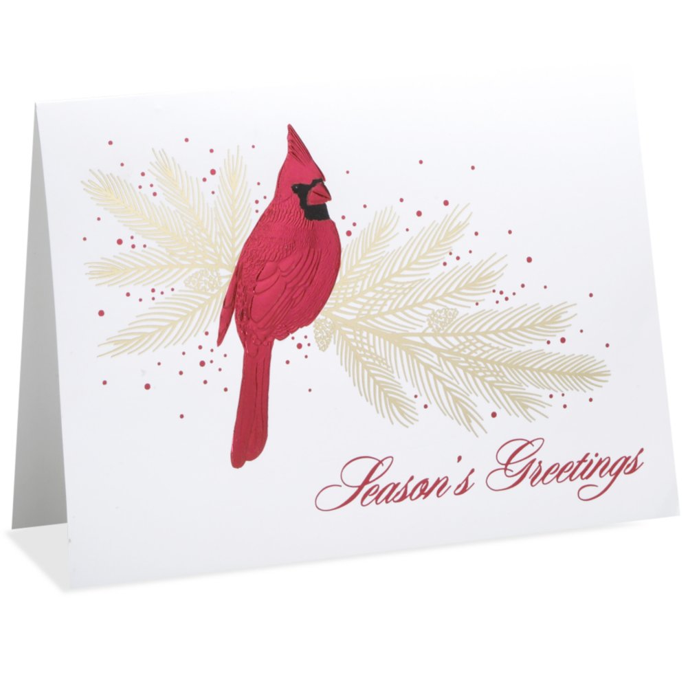 Holiday Greeting Card - Red Foil Cardinal SIDE