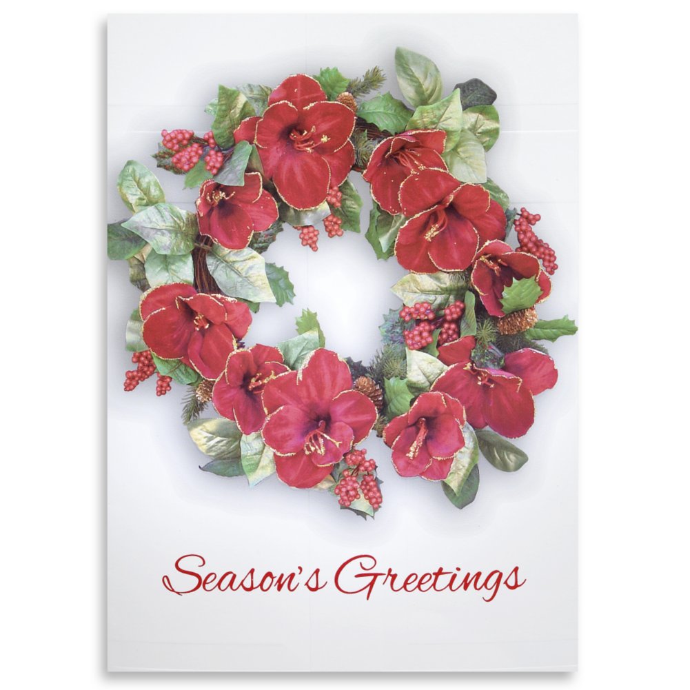 Holiday Greeting Card - Floral Wreath with Foil Accents
