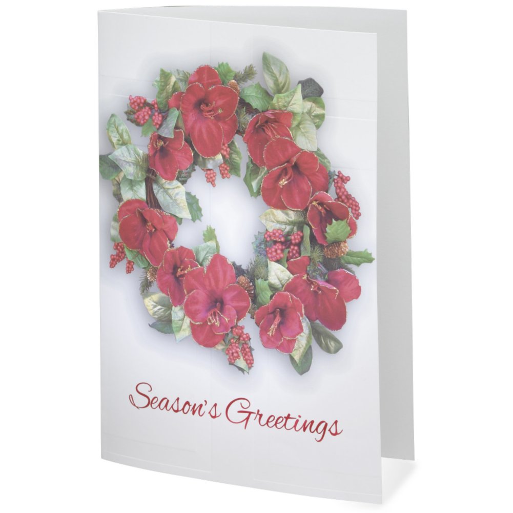 Holiday Greeting Card - Floral Wreath with Foil Accents SIDE