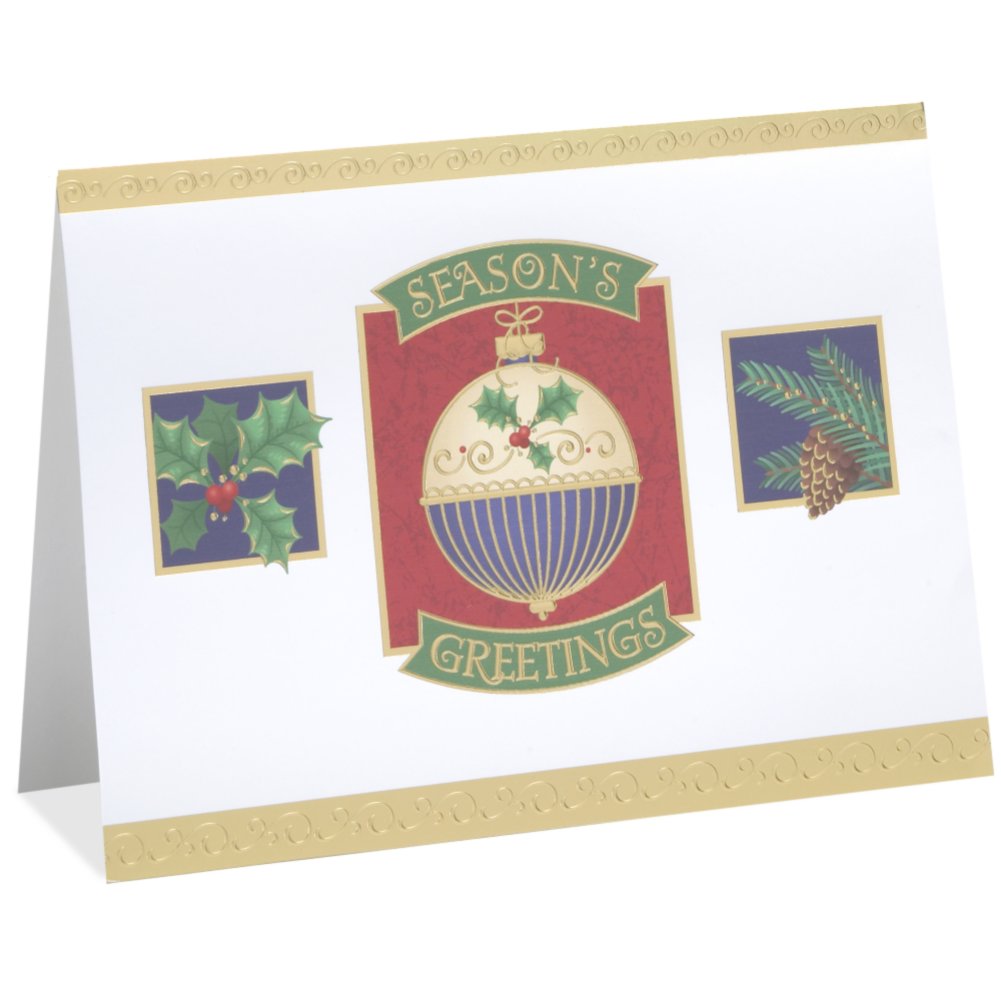 Holiday Greeting Card - Ornament and Holiday Greens SIDE