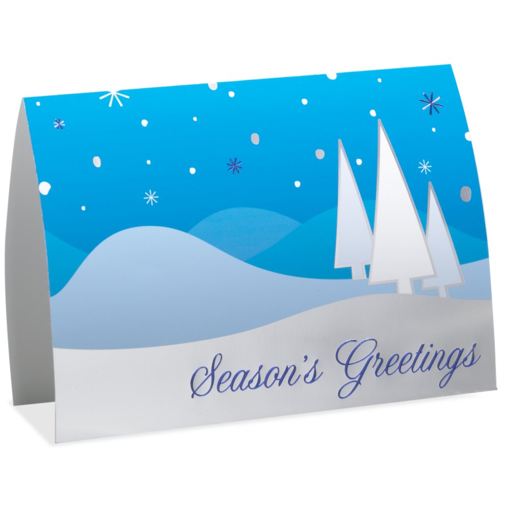 Holiday Greeting Card - Contemporary Winter Treescape SIDE
