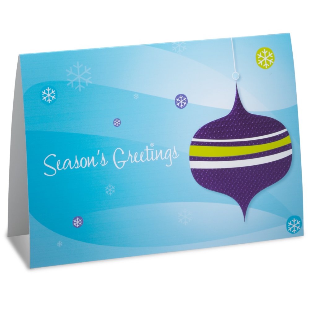 Holiday Greeting Card - Season's Greetings Retro Ornament SIDE