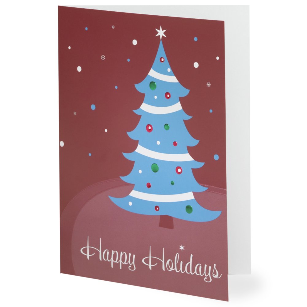 Holiday Greeting Card - Happy Holidays Contemporary Tree SIDE