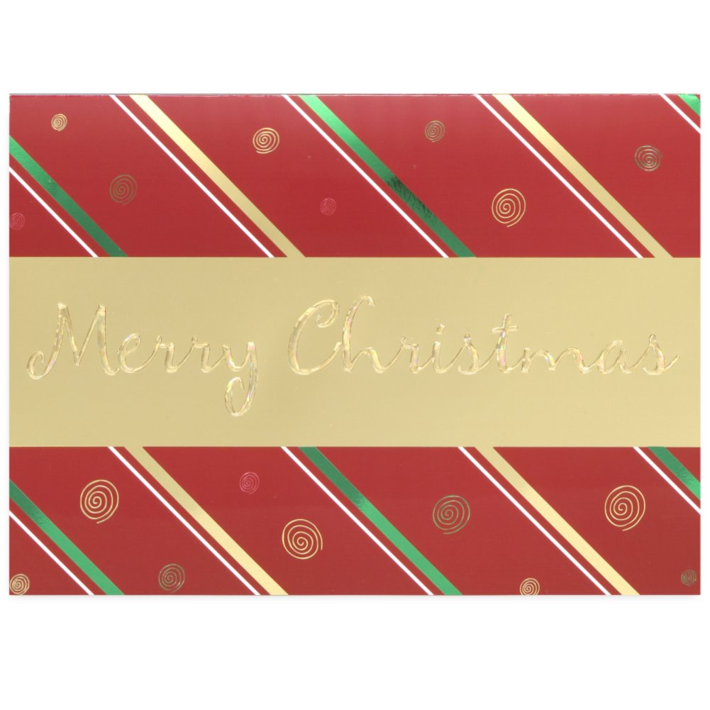Holiday Greeting Card - Merry Christmas Gold Banner