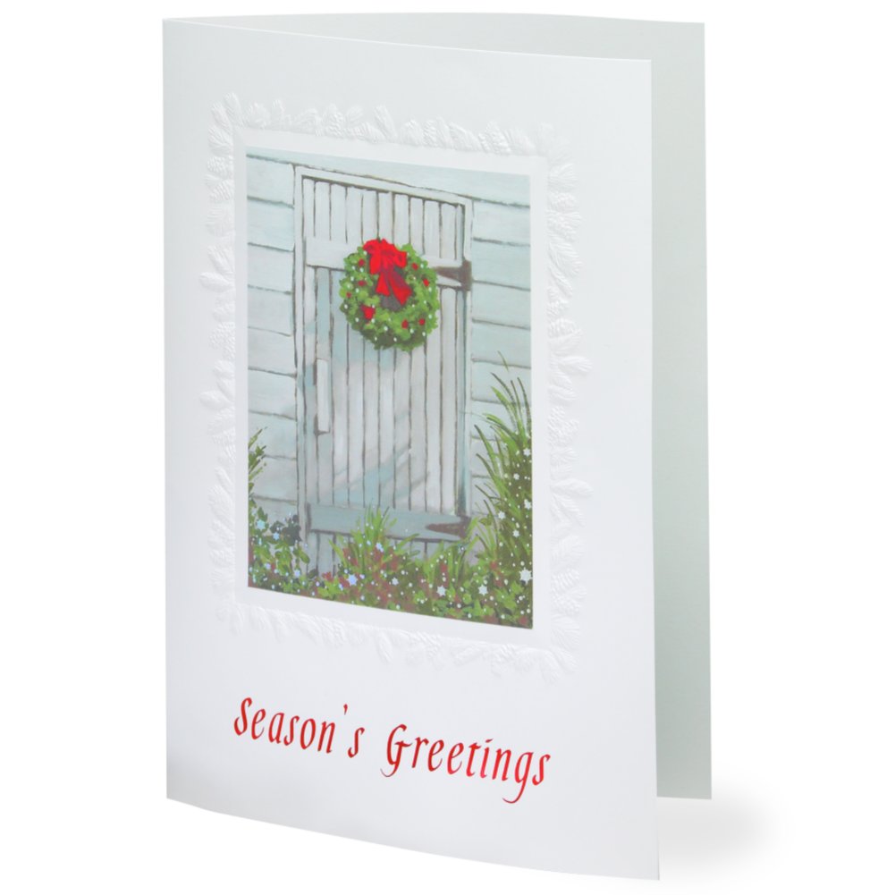 Holiday Greeting Card - Barn Door with Wreath SIDE