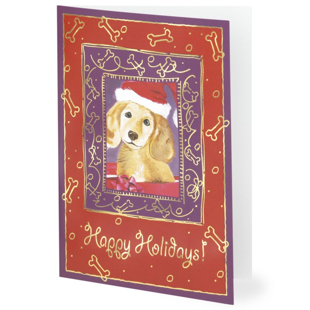 Holiday Greeting Card - Winter Dog Happy Holidays SIDE